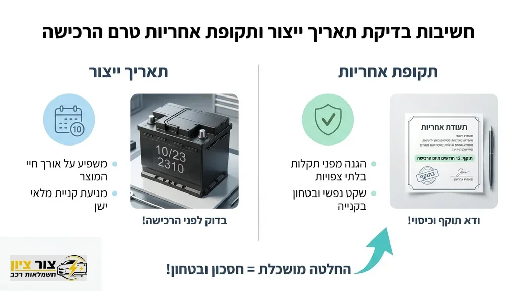 נוצר על ידי מודל בינה מלאכותית Gemini Pro תאריך ייצור מוטבע על גבי פלסטיק של סוללת רכב