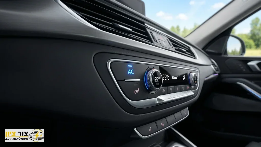 נוצר על ידי מודל בינה מלאכותית Gemini Pro לוח מחוונים של רכב עם דגש על הפעלת מערכת המיזוג